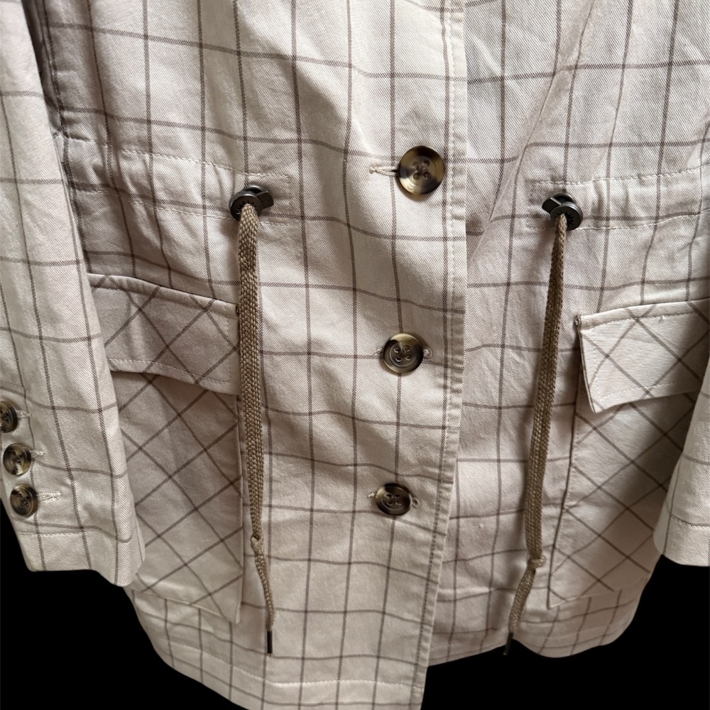 Cabi Windowpane Utility Jacket Pockets Drawstring… - image 6